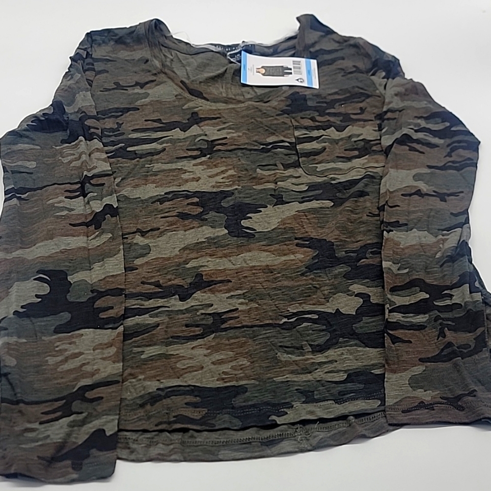 Shirt Women's L Dark Camo Lightweight Stretch Blouse